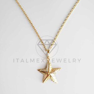 18K Real Gold Plated Lone Star Pendant & 22" Chain